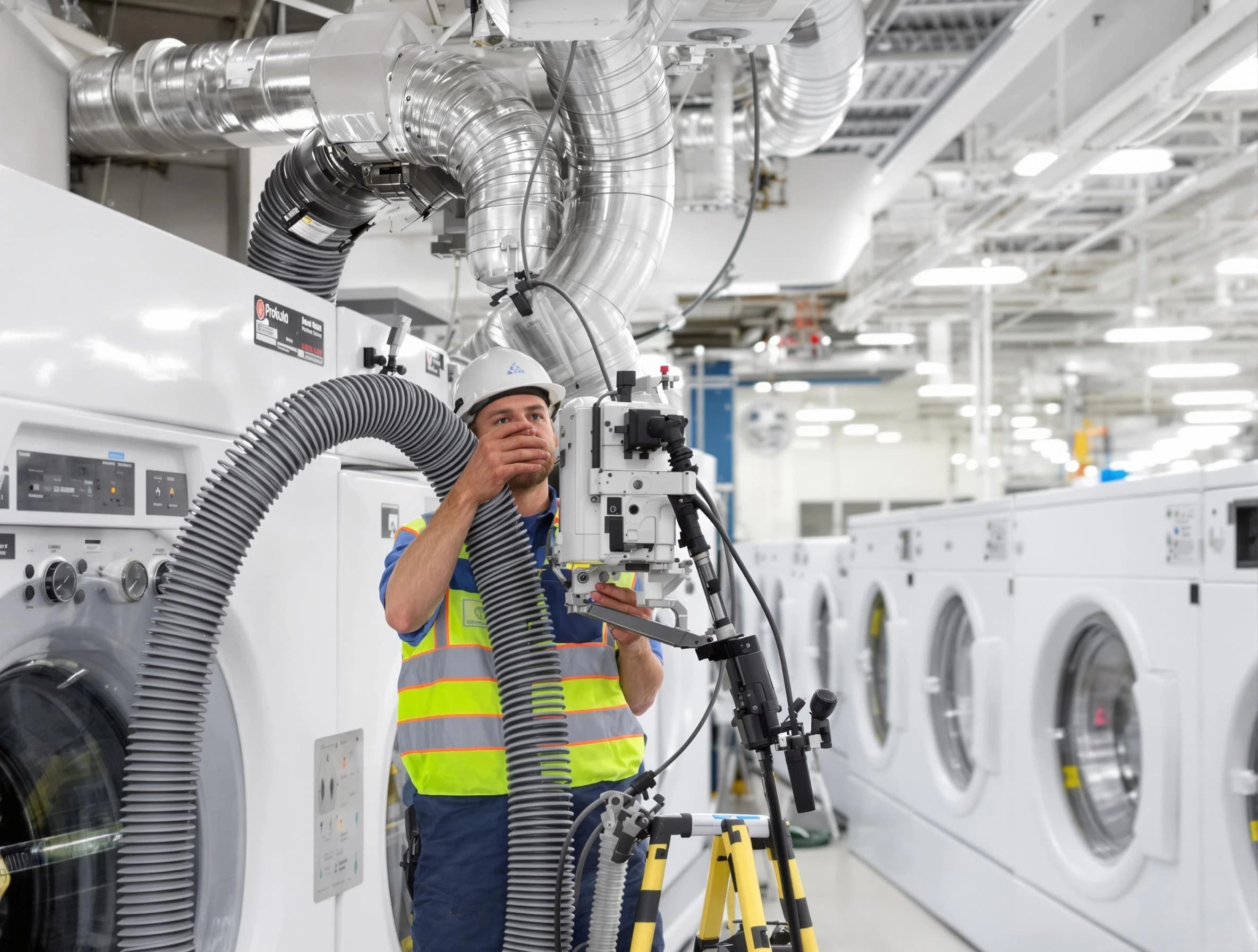 Ogden Dryer Vent Cleaning team performing commercial-grade dryer vent cleaning at a business facility in Ogden
